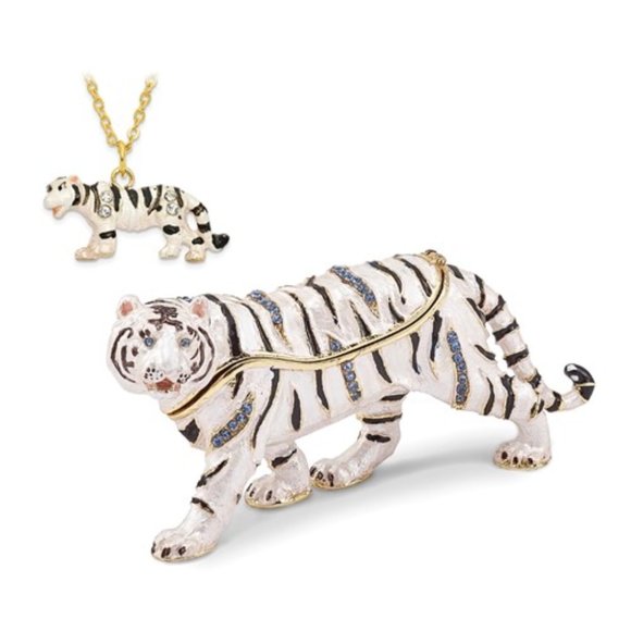 2022 is the Year of the Tiger! Pewter Bejeweled and enameled Tiger Trinket - Picture 2 of 5